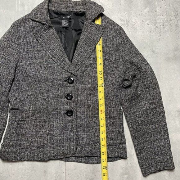 Sandro Sportswear Womens Sz M Black Heather Cropped 3 Button Blazer Jacket - Picture 5 of 8